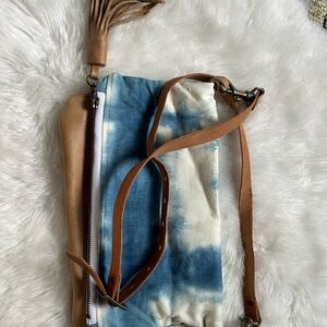 Stylish Tan and Blue Tie-Dye Women's Bag